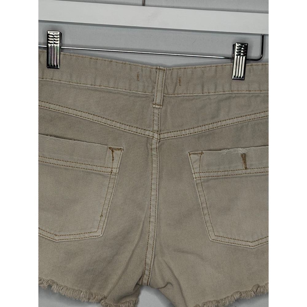 Free People Denim Shorts Beige Sand Frayed Raw Hem 100% Cotton Size 28 - Picture 3 of 9